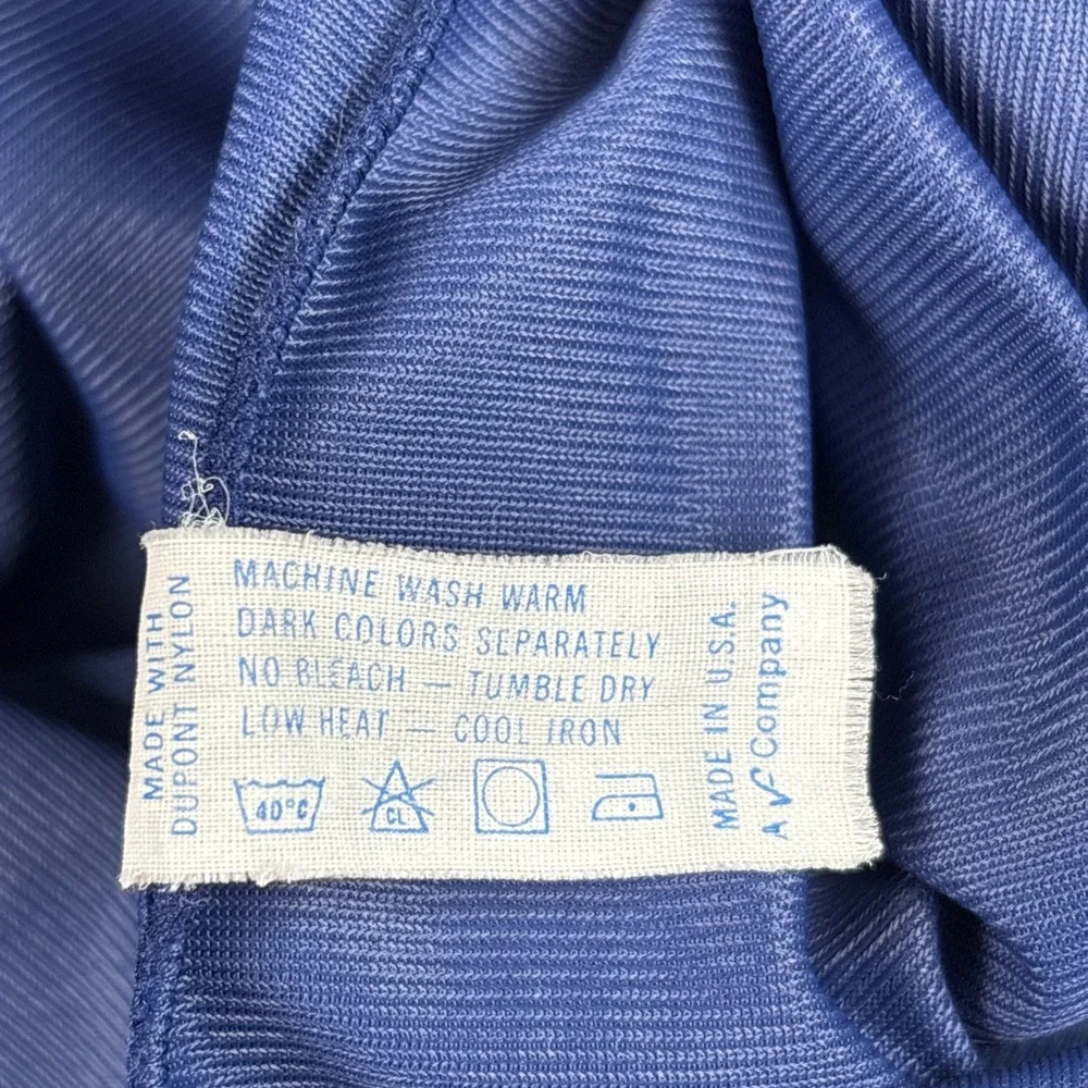 Vintage 70s Vanity Fair Blue Satin Robe Large Made USA 42